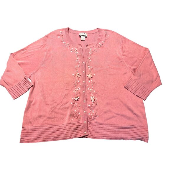 THE LOOK by Randolph Duke 3Pc Pink Knit Set 3X Embroidered Silk Blend - Picture 1 of 6